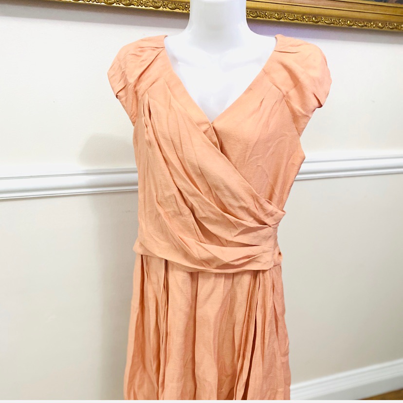 Line By Lynn Orange Surplice Midi Dress